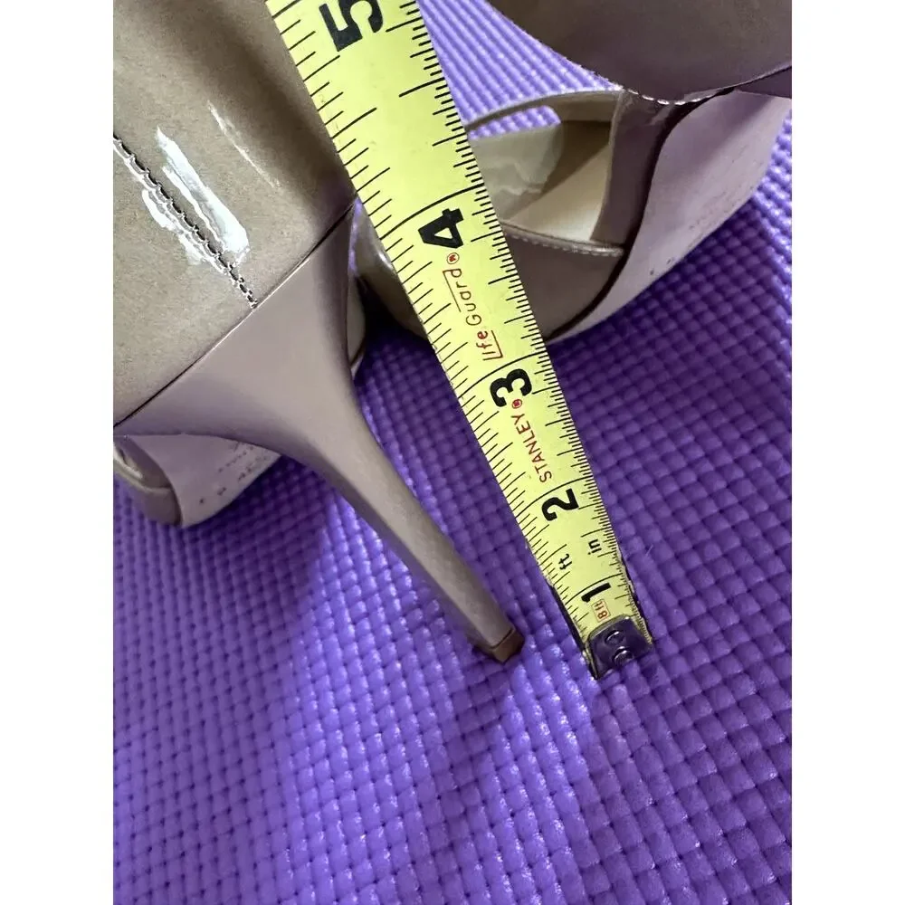 New Jimmy Choo Sandals Beige Patent leather Heels Size 37.5 Made in Italy
